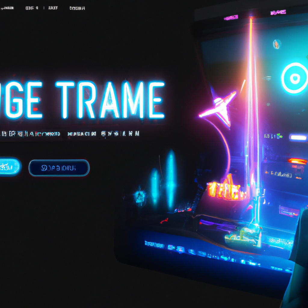 ArcadeLoom hero montage: neon game UI and tactile controls